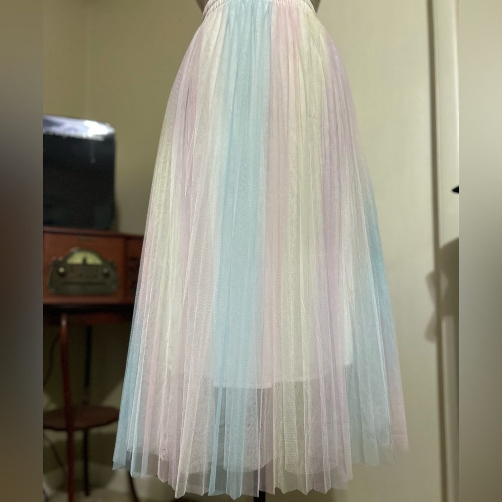 Pastel rainbow tulle skirt